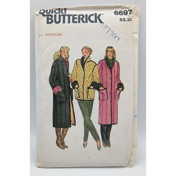 Butterick 6697 Reversible Jacket & Coat Sewing Pattern Size 12-14 Misses - Picture 1 of 3